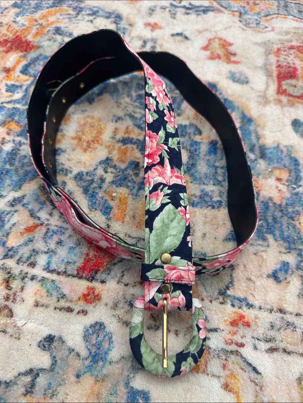 Astor Floral Fabric Belt in Pink and Green - Women Accessories